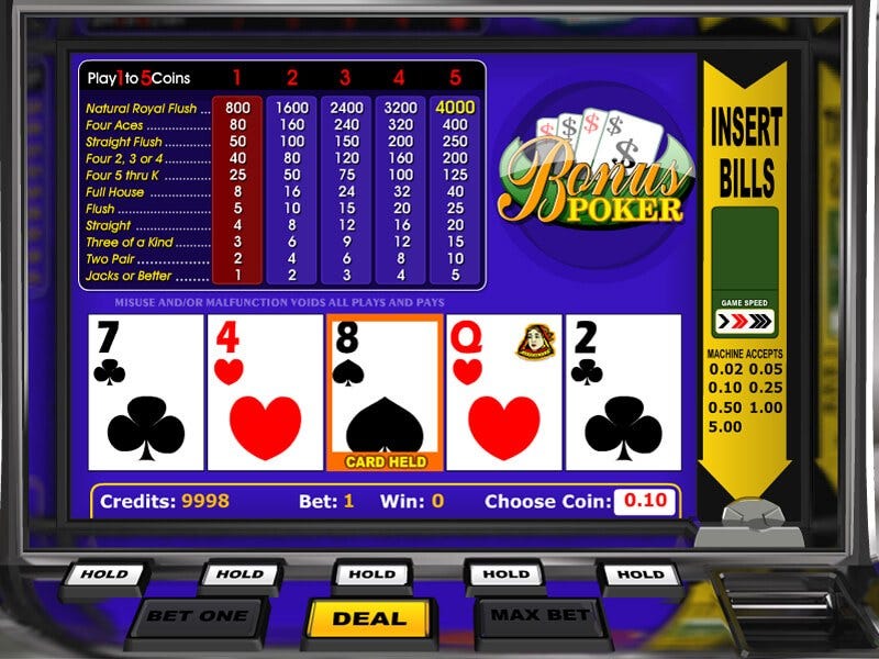 Video poker screen images. Video poker screen images.
