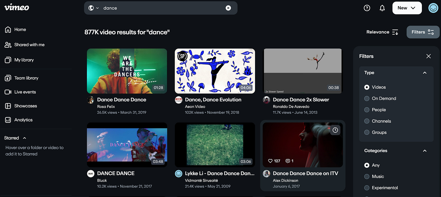 About the search results page – Vimeo Help Center