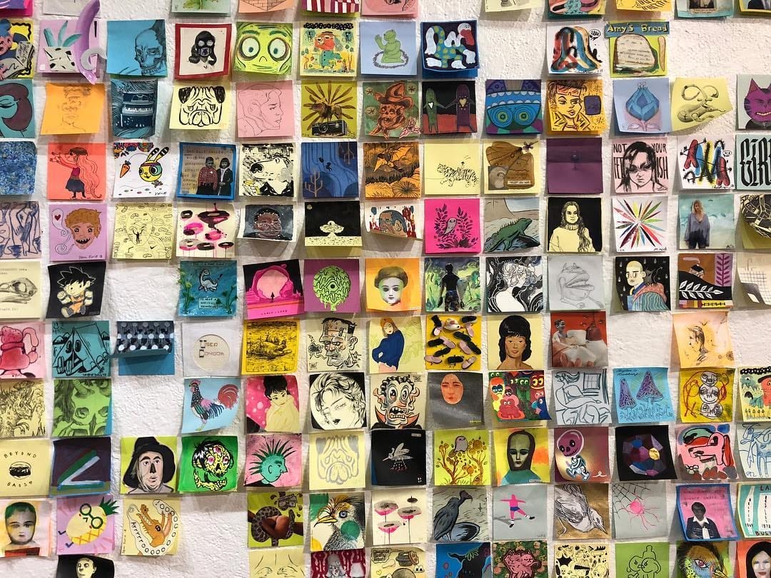 Post It Show 14 installation, image via @giantrobot Post It Show 14 installation, image via @giantrobot