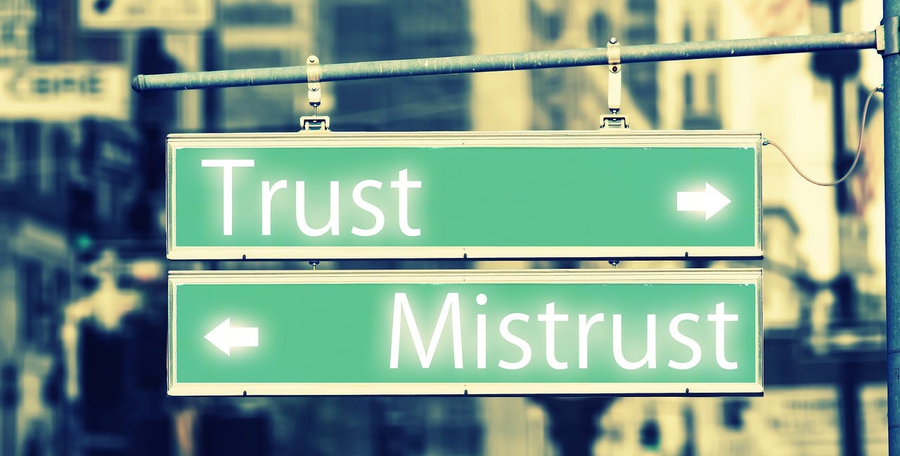 Free trust mistrust street sign illustration