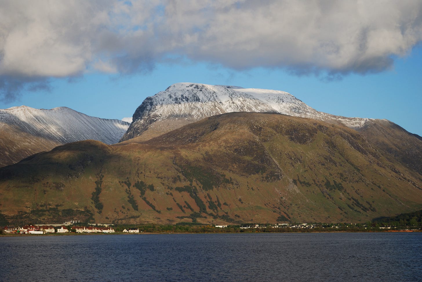 large snowy mountain above the sea