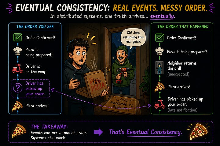 Eventual consistency explained with pizza