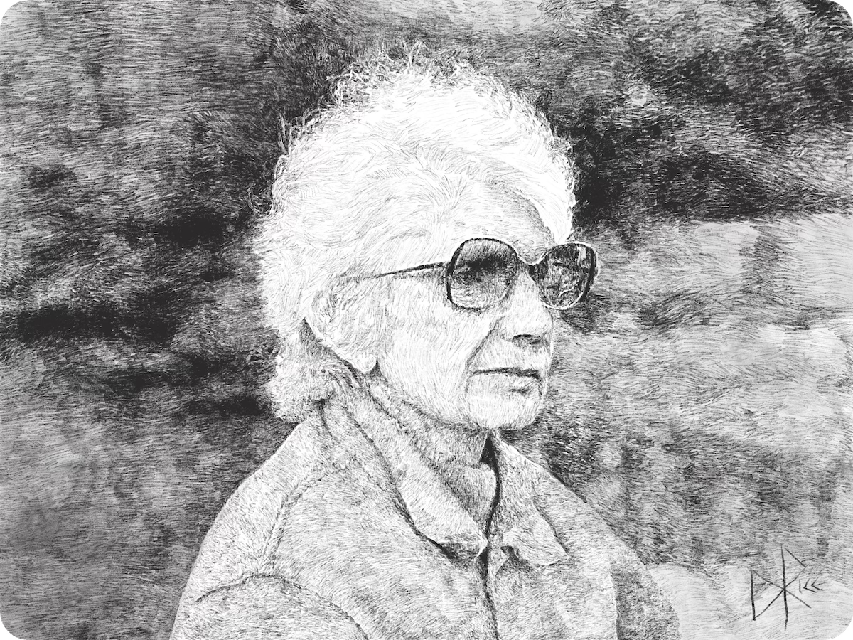 My grandmother, passing through the Rockies. 1989. Sketch art by Don Rice. My grandmother, passing through the Rockies. 1989. Sketch art by Don Rice.