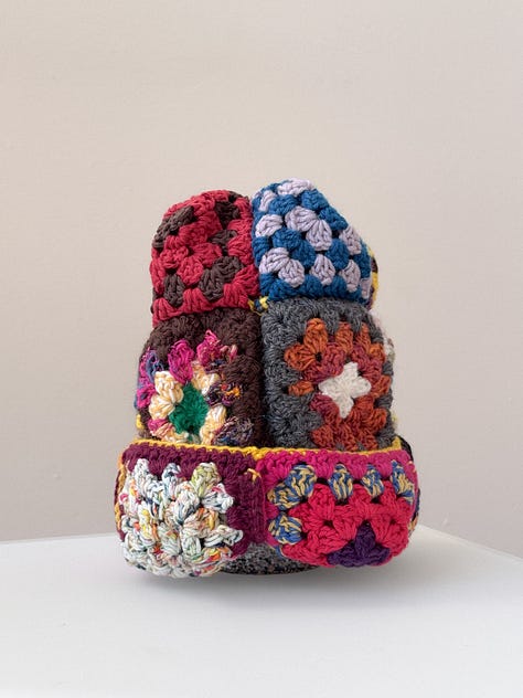Multi color granny crochet patchwork beanie
