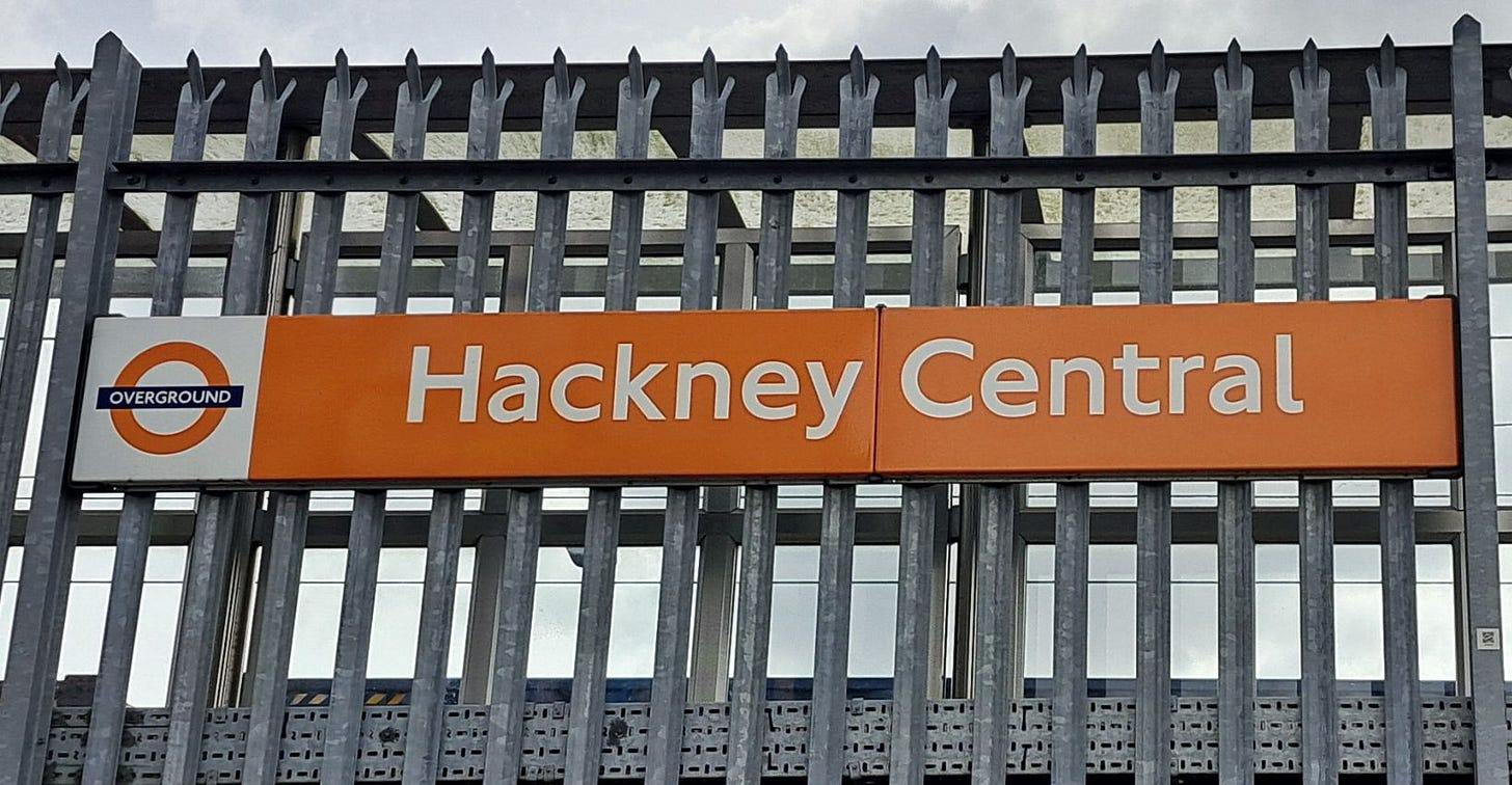 Hackney Central Overground Station sign
