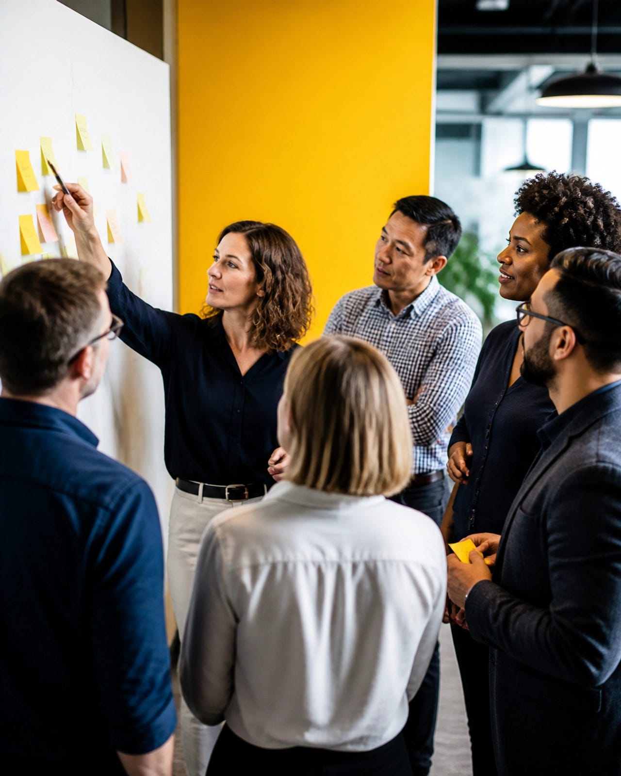 Middle managers collaborating in a workshop