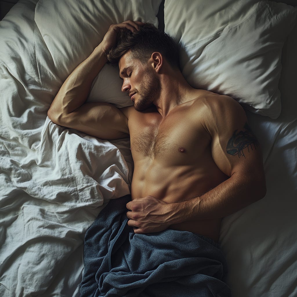 Male athlete having an afternoon nap for better performance.