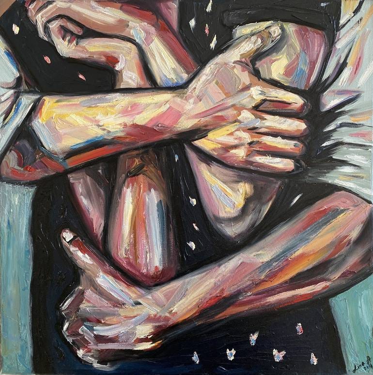 The meaningful hug Painting by Alina Andrienko | Saatchi Art
