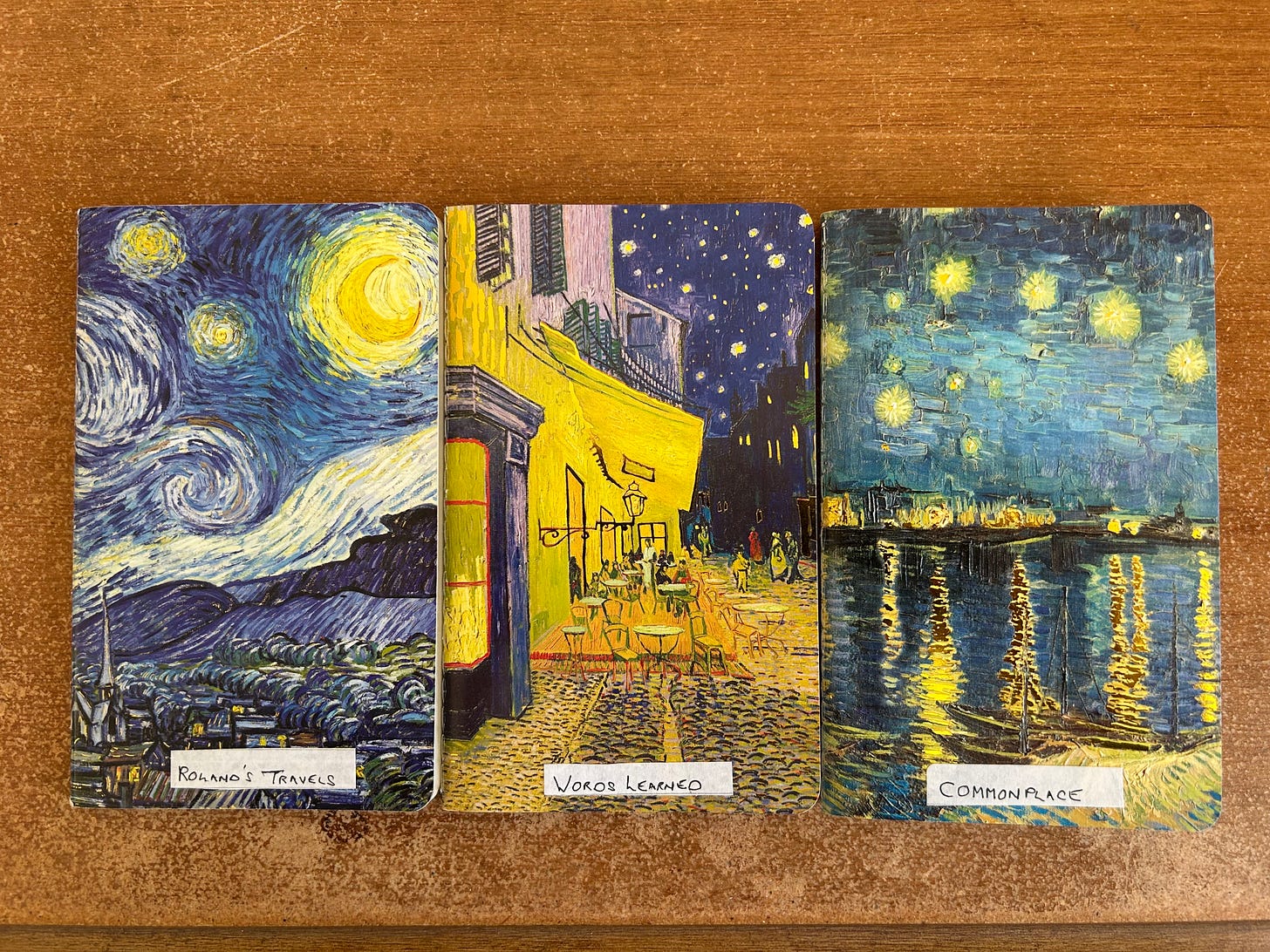 3 passport sized notebooks from Flame Tree Publishing. Purchased from Waterstones the covers feature paintings by Van Gogh.
