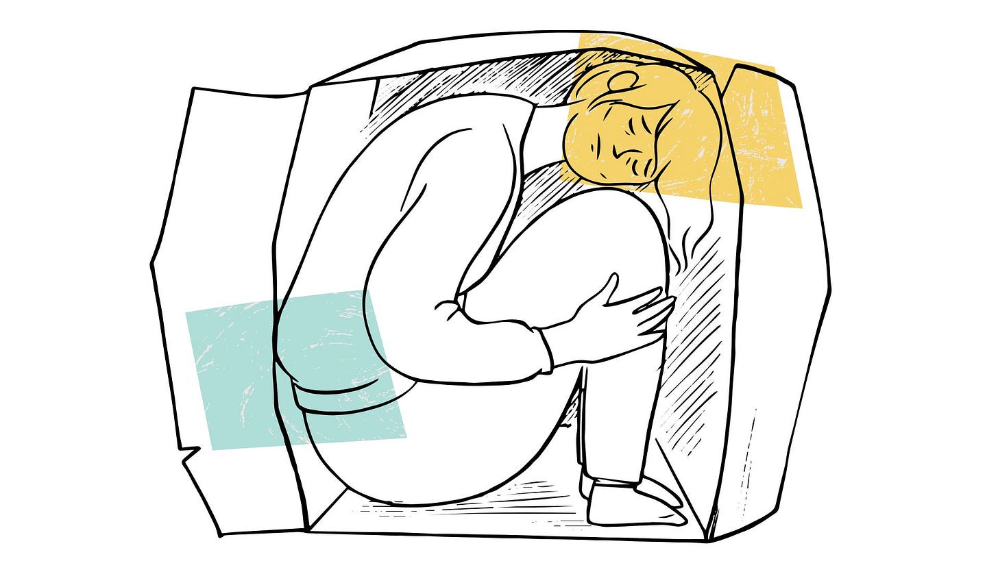 a sketch of a homeless man