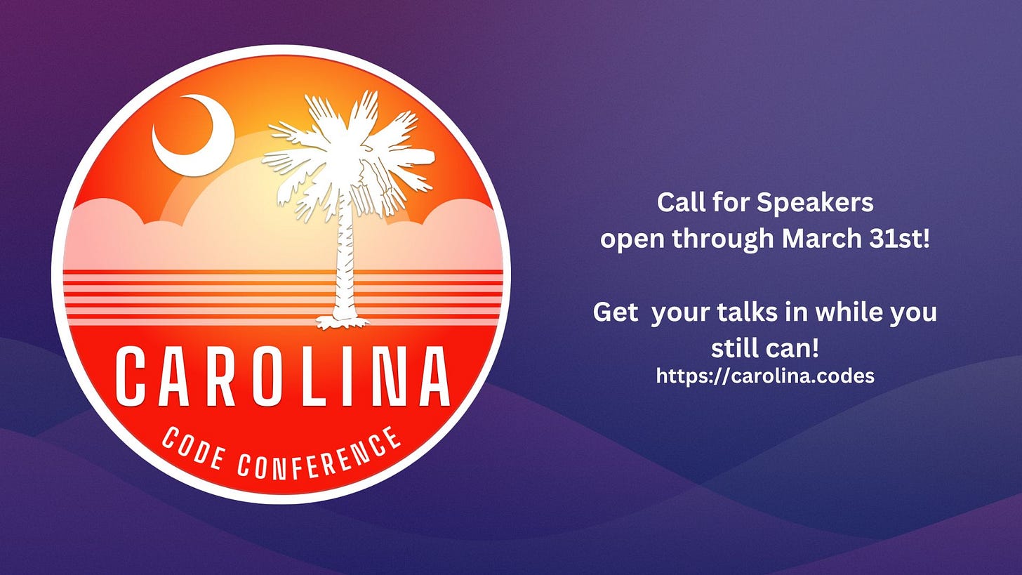 Call for Speakers open through March 31st! Get your talks in while you still can!