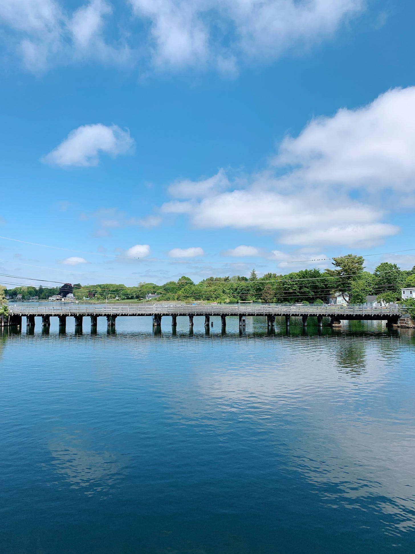 Looking at the bike path from a bridge in Warren
