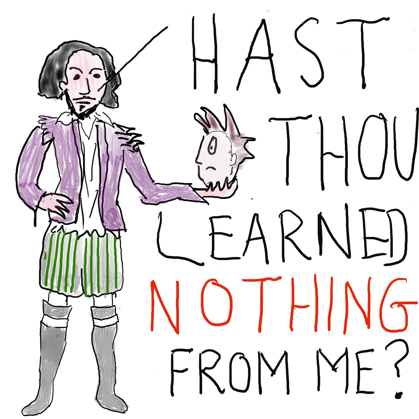 William Shakespeare holding a severed head