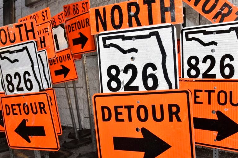 Road diversion signs Road diversion signs
