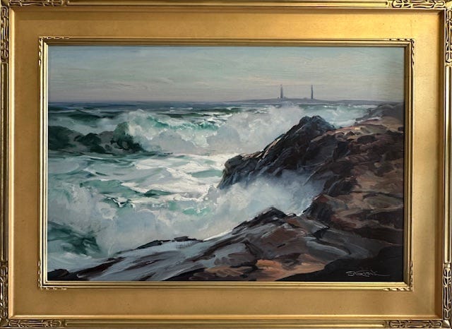 A painting of waves crashing on rocks

AI-generated content may be incorrect.