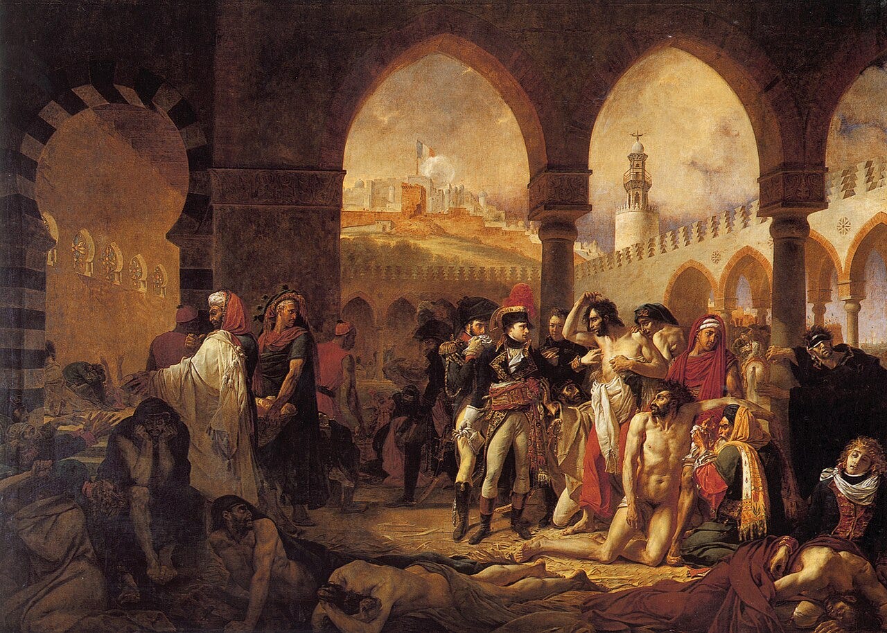 Napoleon touching the sore of a plague stricken soldier Napoleon touching the sore of a plague stricken soldier