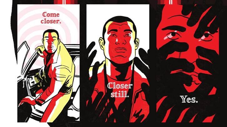 Panels from Dracula, Motherf**ker, chosen to display the author's lettering.