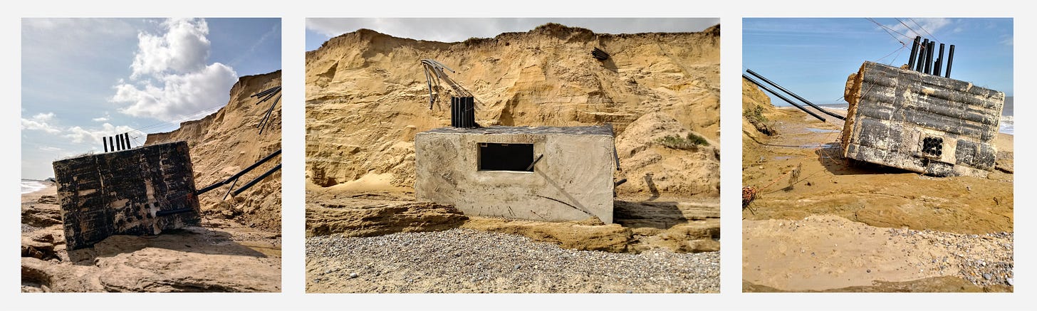 Concrete block building on Covehithe beach
