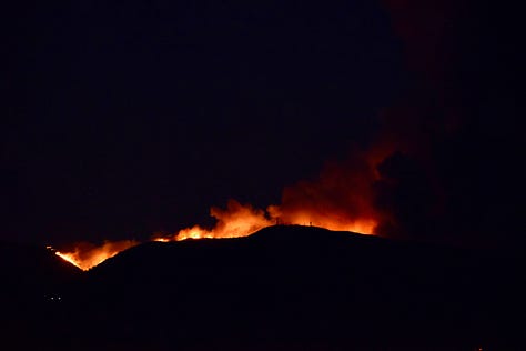 Fire burns across South Mountain, Santa Paula.