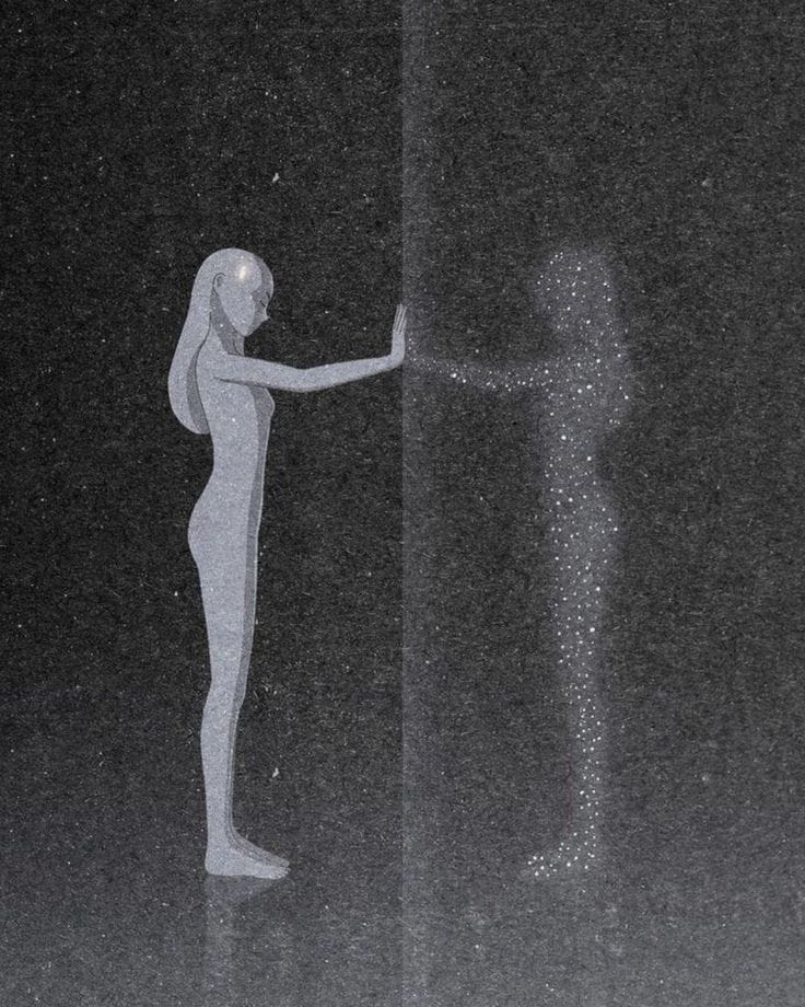 This may contain: a woman standing next to a man in the dark with his arm out and one hand outstretched This may contain: a woman standing next to a man in the dark with his arm out and one hand outstretched