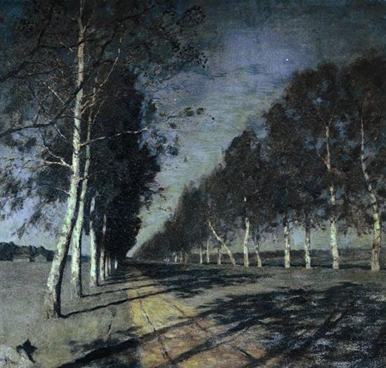 Moonlit Night. A Village ca. 1888 (PD US) Isaac Levitan Oil Painting by Isaac Levitan