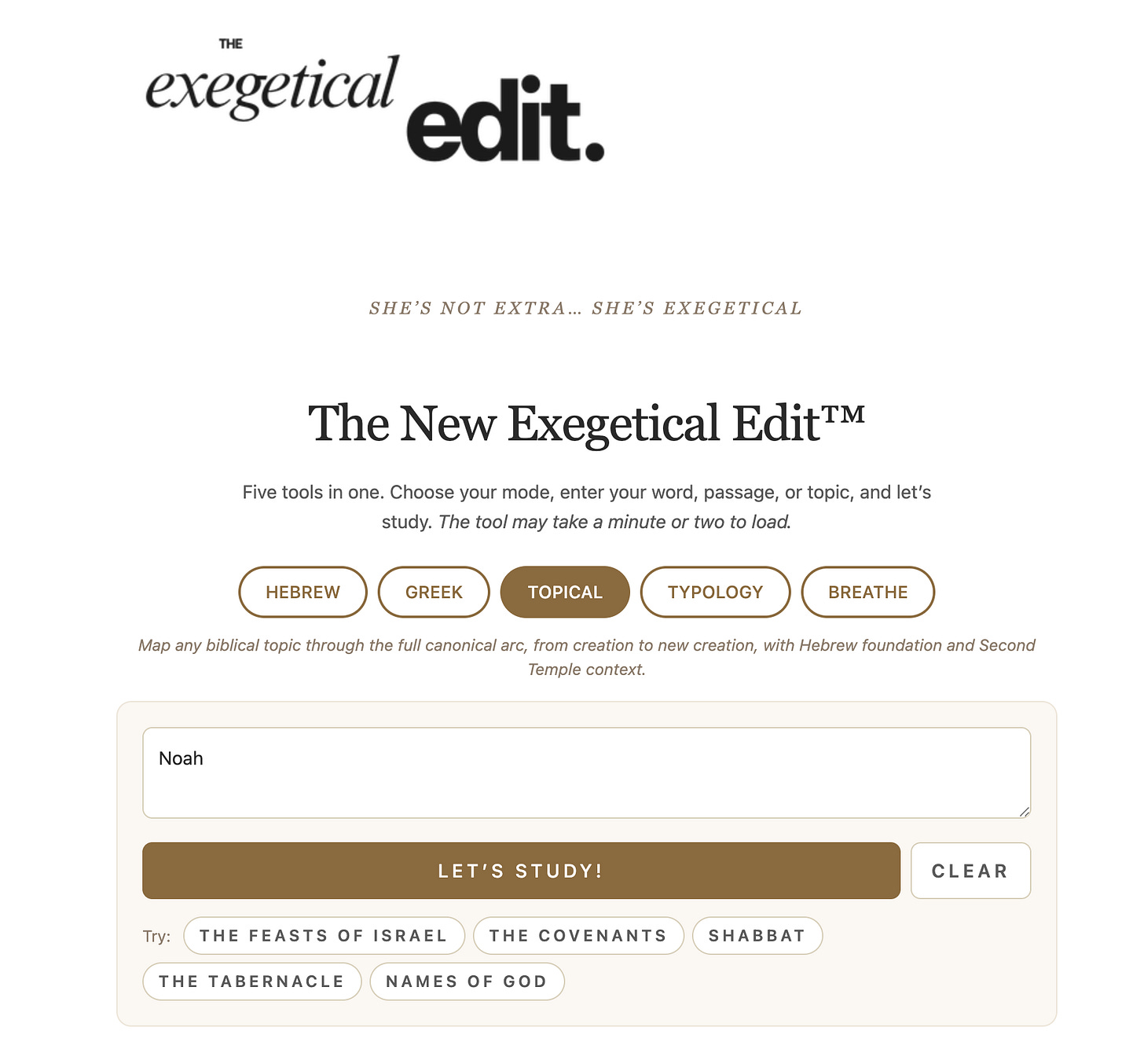 Exegetical Edit tool Exegetical Edit tool