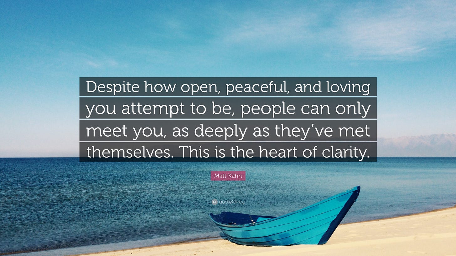 Matt Kahn Quote: “Despite how open, peaceful, and loving you attempt to be, people can only meet you, as deeply as they've met...” Matt Kahn Quote: “Despite how open, peaceful, and loving you attempt to be, people can only meet you, as deeply as they've met...”