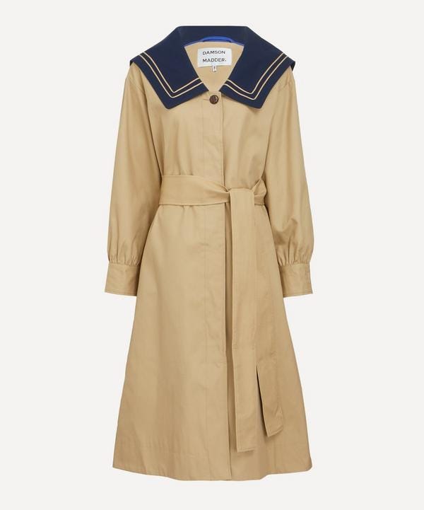 Damson Madder - Ella Navy Tan Trench Coat image number Damson Madder - Ella Navy Tan Trench Coat image number