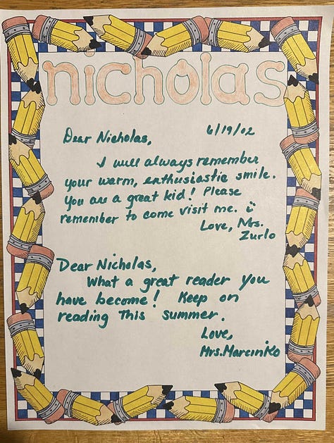 letters from teachers
