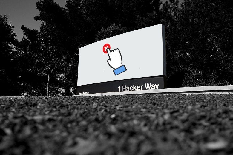 Facebook billboard with a hand cursor clicking an X. Facebook billboard with a hand cursor clicking an X.