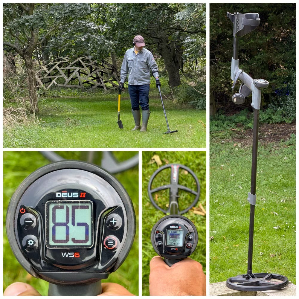 A montage of images showing my new metal detector and me using it A montage of images showing my new metal detector and me using it