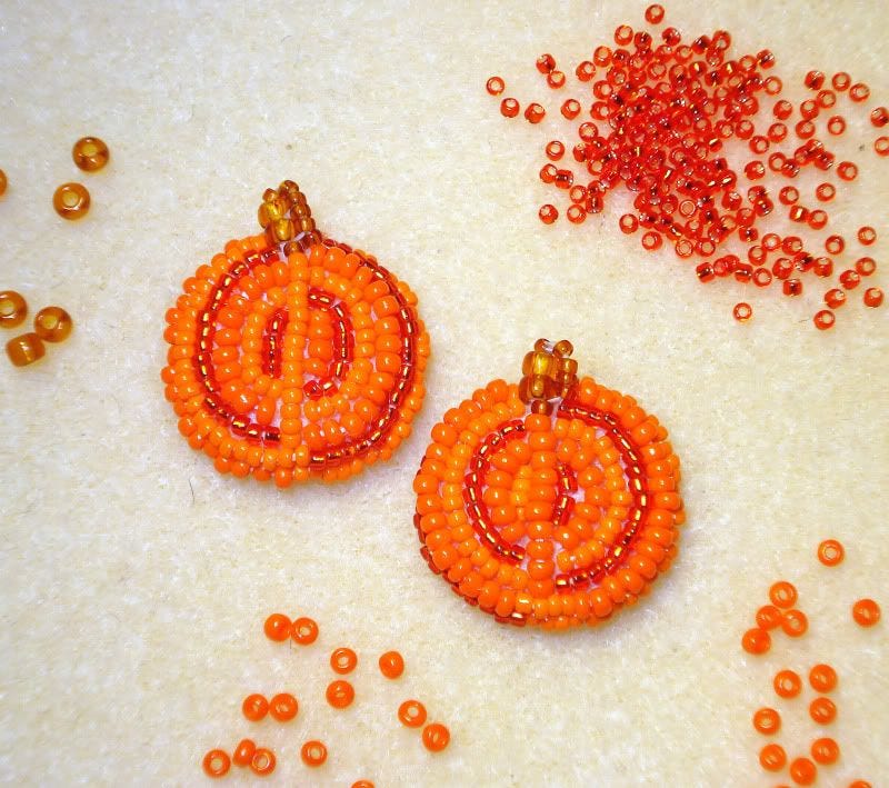 orange beaded pumpkin buttons earrings fall etsy bead embroidery seed beads Halloween orange beaded pumpkin buttons earrings fall etsy bead embroidery seed beads Halloween