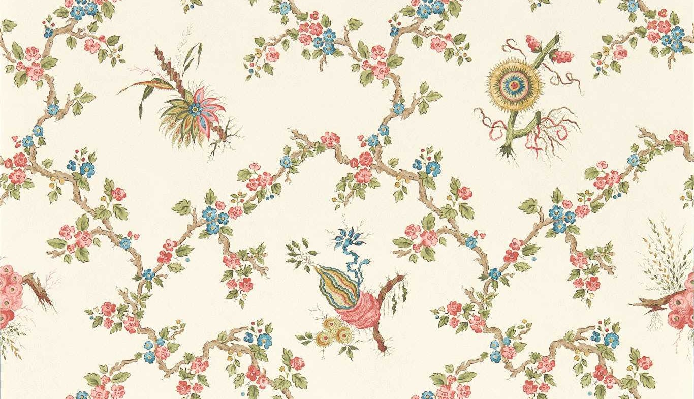 Trelliage Raspberry/Stone Wallpaper by SAN