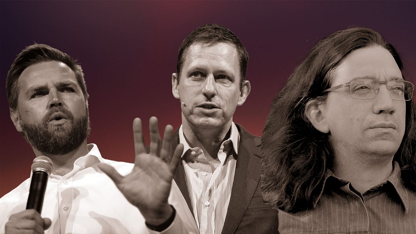 JD Vance-Peter Thiel-Curtis Yarvin 2024: The Neoreactionary Dream Team -  Bucks County Beacon