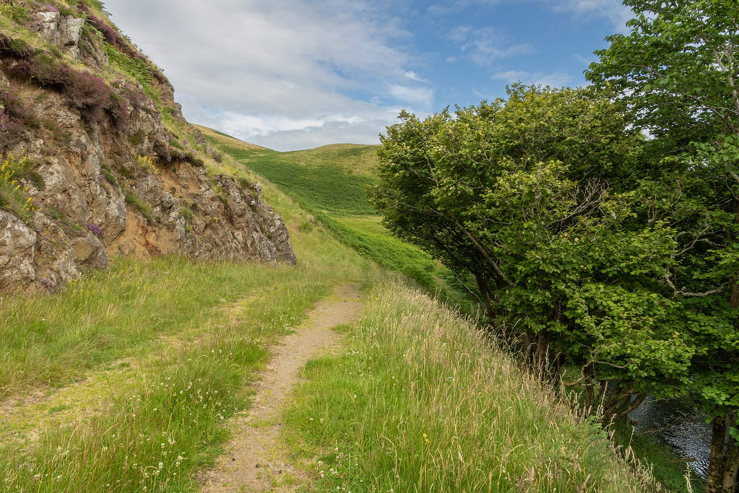 Pinch point where PROW: 25/37 squeezes between Fintulich SSSI and River Lednock © Felicity Martin Pinch point where PROW: 25/37 squeezes between Fintulich SSSI and River Lednock © Felicity Martin