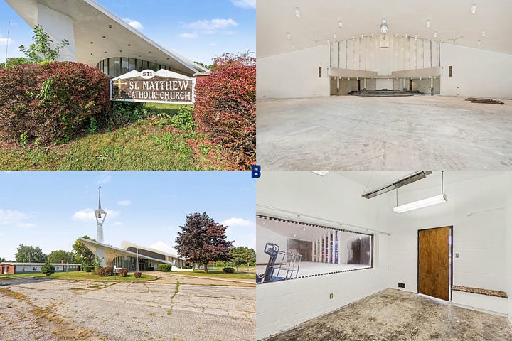 Church conversion in Brookline, Massachusetts (A) and Saginaw, Michigan (B).