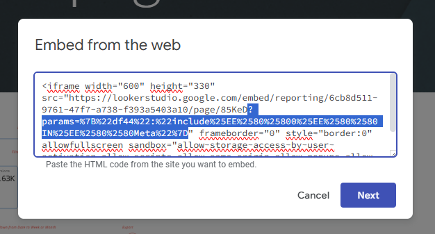 Looker Studio Embed with url and parameters