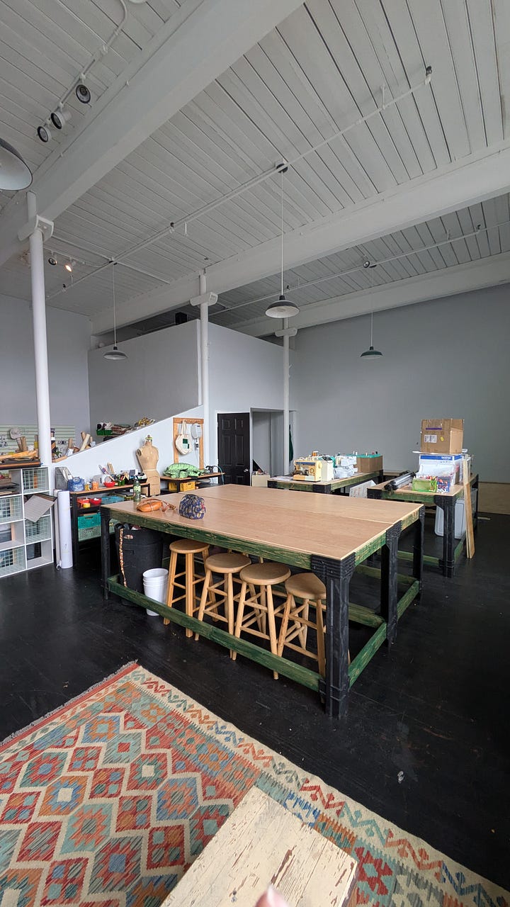 photos of the new studio while getting set up