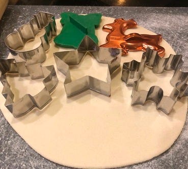 cookie cutters on dough