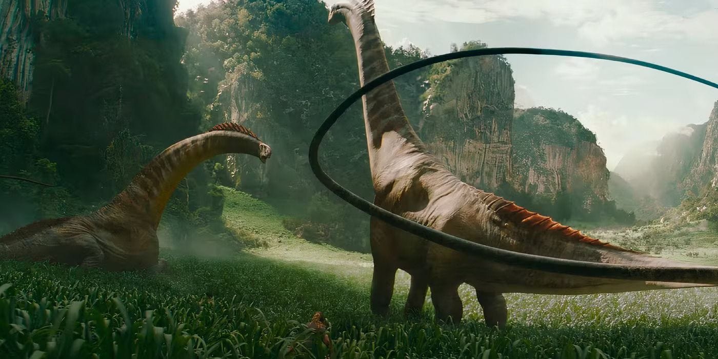 Shot of new dinosaur titanosaurus in Jurassic World Rebirth