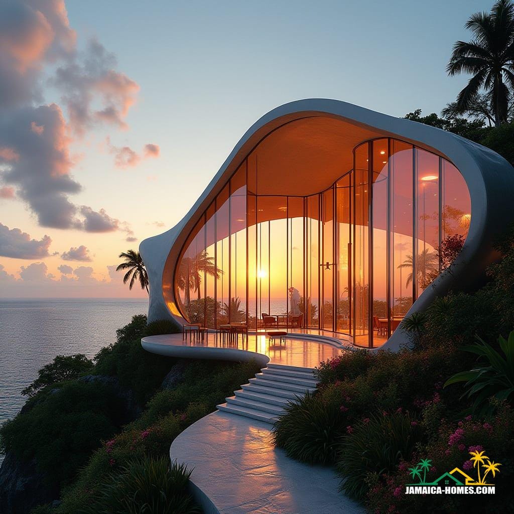 A spectacular glass-walled chapel in Negril, perched above the cliffs