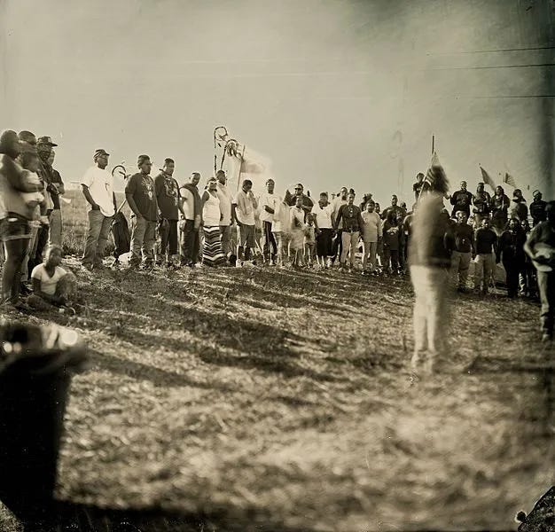 Elder Addressing Crowd at Dakota Access Pipeline Protest. Wikimedia Commons.
