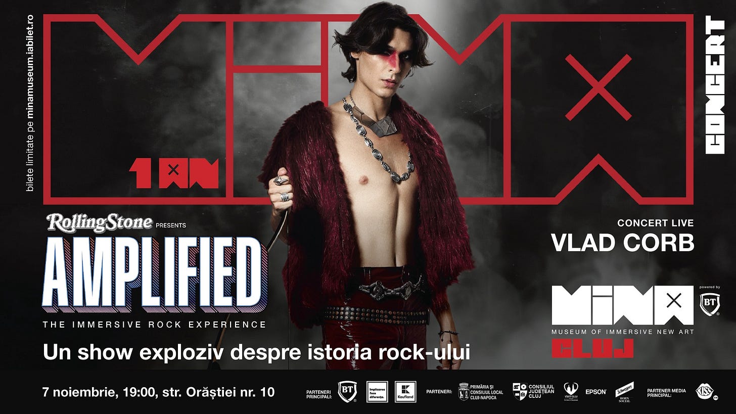 May be an image of text that says "el ae mae 하은히 1XN X T CONCERT LIVE VLAD VLADCORB CORB RoflingStone PRESENTS AMPLIFIED មេល THE THE MMERSIVE ROCK EXPERIENCE Un show exploziv despre istoria rock rock-ului -ului 7 noiembrie, 19:00, str. Orăștiei nr. 10 MiNX BT MUSEUN OF IMMERS E NEW ART HLUJ K Kiefiand иTeHblH: ห AGNR E0 CONEILIUL CUT EPSON PomopT PRINCIFAL:" May be an image of text that says "el ae mae 하은히 1XN X T CONCERT LIVE VLAD VLADCORB CORB RoflingStone PRESENTS AMPLIFIED មេល THE THE MMERSIVE ROCK EXPERIENCE Un show exploziv despre istoria rock rock-ului -ului 7 noiembrie, 19:00, str. Orăștiei nr. 10 MiNX BT MUSEUN OF IMMERS E NEW ART HLUJ K Kiefiand иTeHblH: ห AGNR E0 CONEILIUL CUT EPSON PomopT PRINCIFAL:"