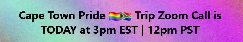 Cape Town Trip Zoom Call Sunday Meeting at (EST) 3-3:40 PM. | (PST) 12-12:40 PM | Please forward to your Friendship Circle