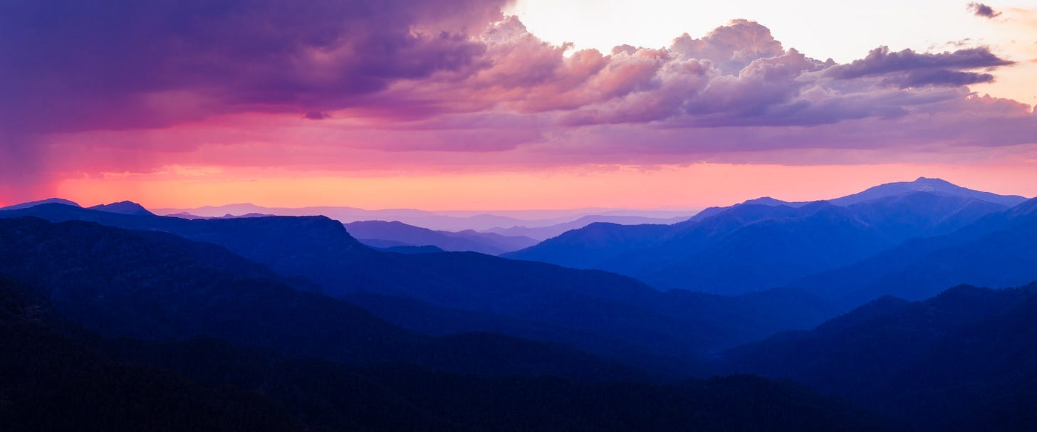 Sunset from Mt Howitt, with incoming storms