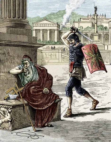 Death of Archimedes in the sack of Syracuse, Print. Art Prints, Posters & Puzzles from Science Photo Library Death of Archimedes in the sack of Syracuse, Print. Art Prints, Posters & Puzzles from Science Photo Library