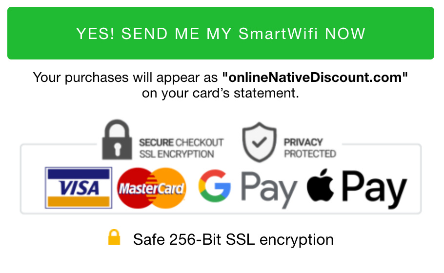 Logos for Visa, Mastercard, Google Pay, Apple Pay. Padlock images. Claims of "safe 256-bit SSL encryption."