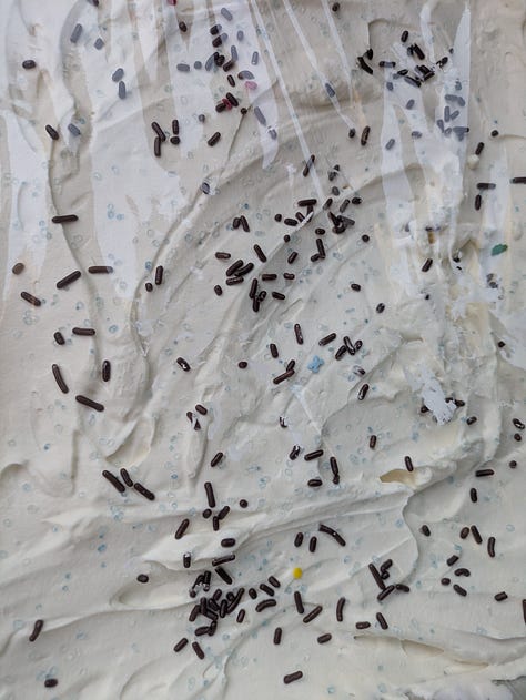 Finished Tres Leches Cake. With extra sprinkles. Yummm.