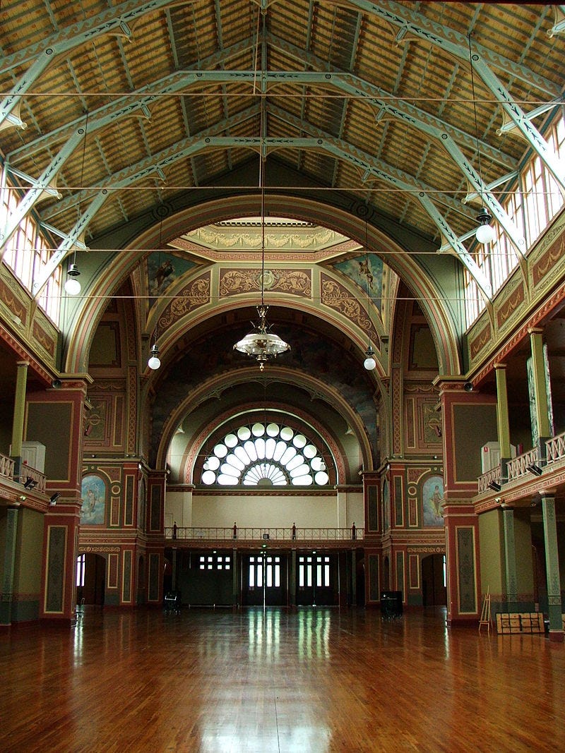 The main hall inside the building