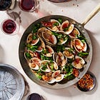 Clams with Broccoli Rabe and Crispy Prosciutto in Tomato-Wine Sauce by Stacy Adimando